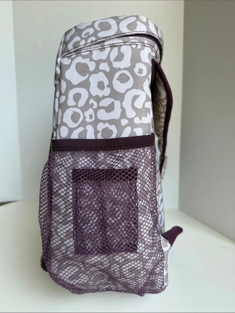 Thirty-one Leopard Print Backpack in Taupe & Purple
